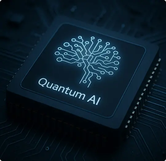 Quantum AI chip interface with AI trading technology and digital circuit design